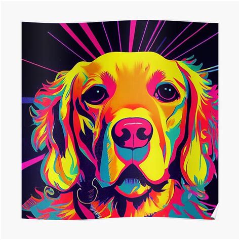 Golden Retriever Pop Art Synthwave Retro Poster For Sale By