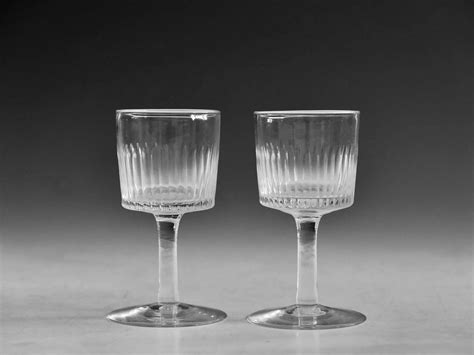 Antique Glass Pair Of Port Glasses English C1830 In Antique Wine Glasses Carafes And Drinking Glasses