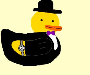 A duck wearing a suit and top hat - Drawception