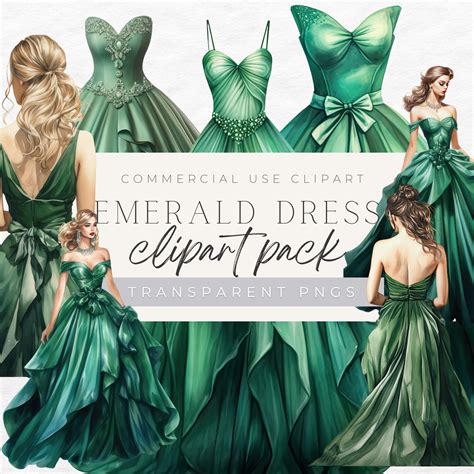 Emerald Green Princess Dress Clipart Transparent Png Etsy