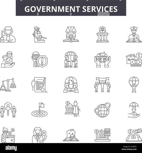 Los servicios del gobierno los iconos de línea signos vector