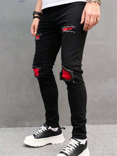 Manfinity LEGND Men Cotton Ripped Frayed Skinny Jeans SHEIN USA