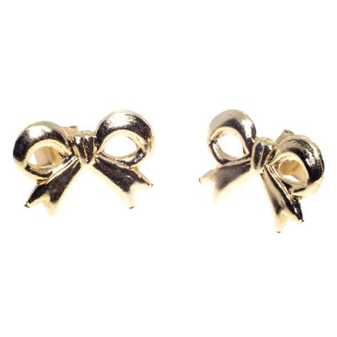 Ribbon Bow Stud Earrings In 9ct Yellow Gold Arran View