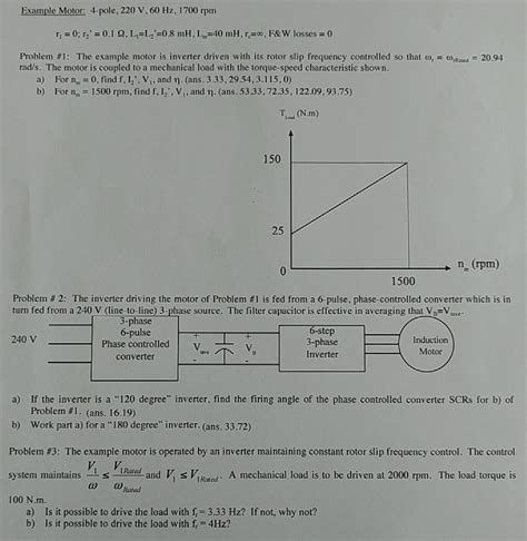 Solved Example Motor 4 Pole 220 V 60 Hz 1700 Rpm R 1 Chegg