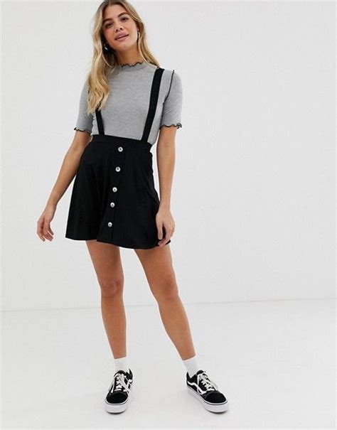 Asos Design Button Front Mini Pinafore Skirt Asos Jumper Dress Smock