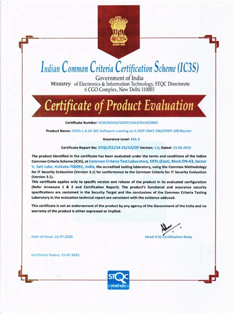 final certificate cdot cros  routing computer network