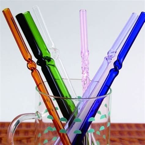 Lot Colorful Pyrex Reusable Glass Drinking Straws And 1 Straw Cleaner Brush For Bar Accessories