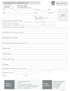 Fillable Online Cambridge Celta The University Of Waikato Fax Email