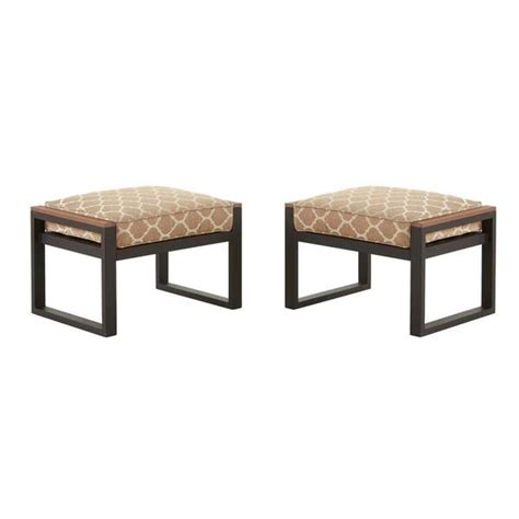 Hampton Bay West Park Black Aluminum Outdoor Patio Ottoman With