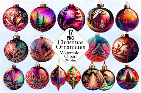 Christmas Ornaments Sublimation Clipart Graphic by ChloeArtShop · Creative Fabrica