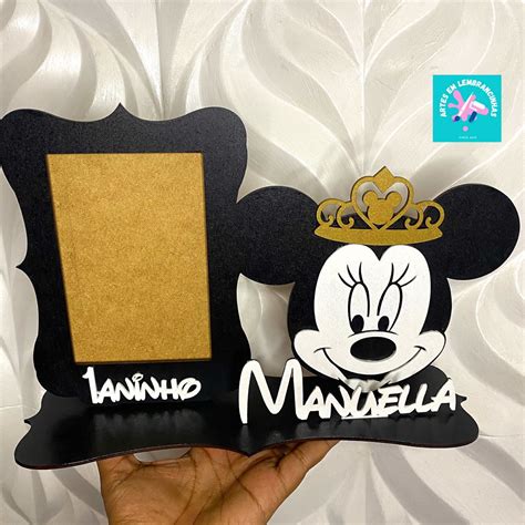 Porta Retrato Minnie Pr Ncipe Mdf Elo Produtos Especiais