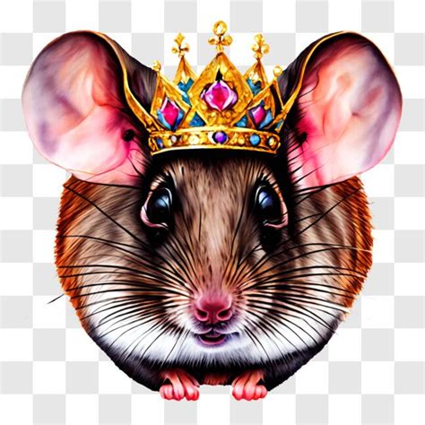 Download Cute Mouse With Elaborate Crown And Diamonds Png Online