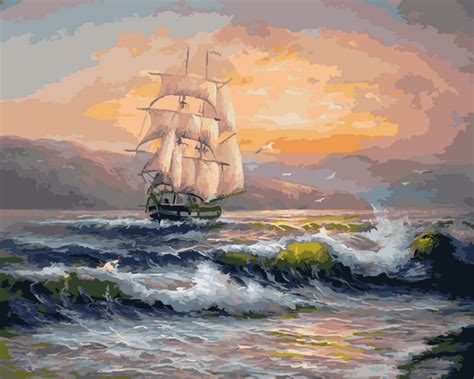 Картина по номерам 40x50 Корабль на волнах, Rainbow Art (GX21652) (0096 ...
