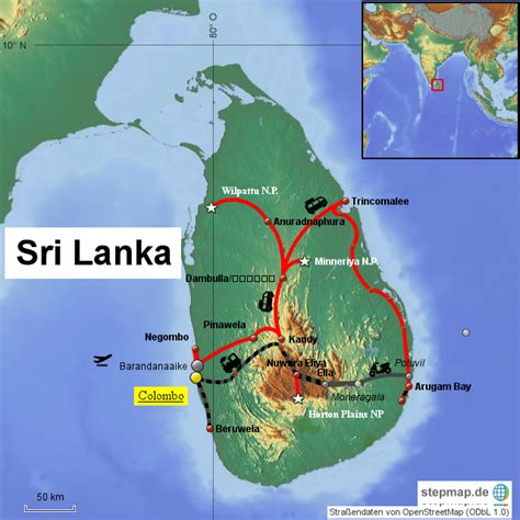 StepMap Sri Lanka Übersicht 1 Landkarte für Sri Lanka