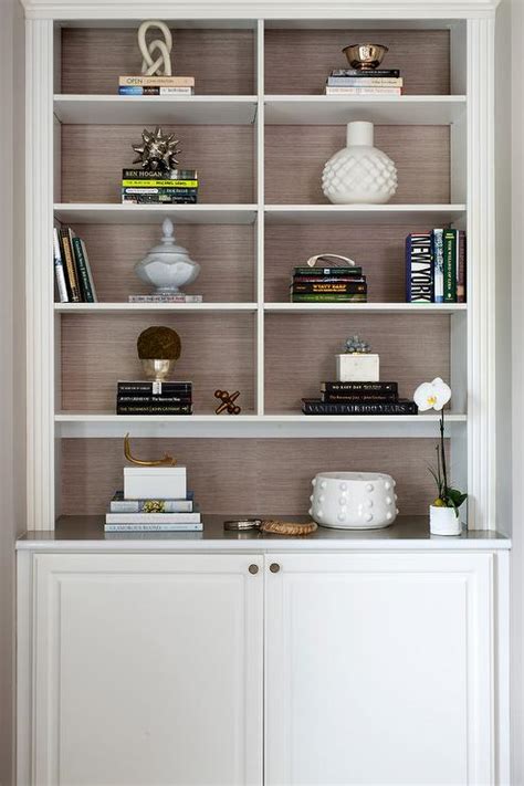 Grasscloth On Back Of Built In Shelves Design Ideas