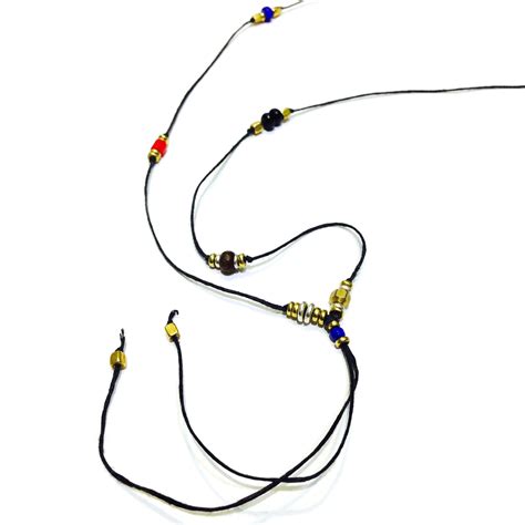 Tourmaline, Brass & Ceramic Bead Wax String Necklace - Men's Necklaces ...