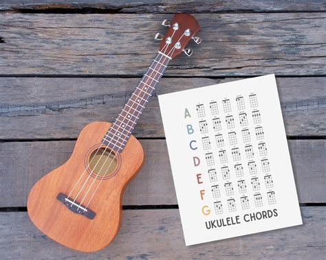 Tabla de acordes de ukelele Acordes de ukelele imprimibles Póster