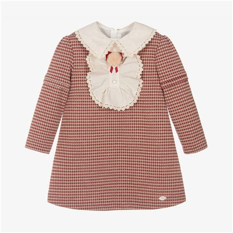 Miranda Girls Red Houndstooth Check Dress Childrensalon