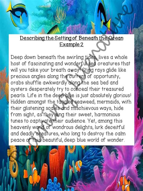 Writing Under The Ocean Setting Description Teaching Resources