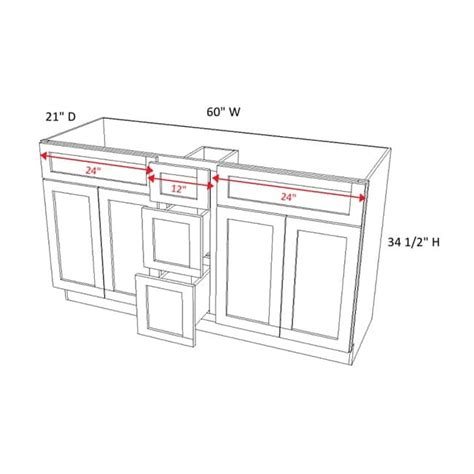 VAN60DD 3 Versa Shaker Vanity Combo Cabinet RTA RTA Bathroom Cabinets