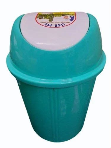 Standing Cylindrical Sky Blue Plastic Dustbin For Used To Keep Garbage