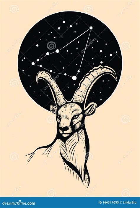 Illustration Eines Capricorn Unter Der Sternkonstellation Capricornus