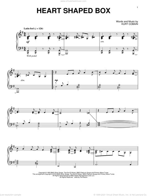 Nirvana Heart Shaped Box Sheet Music For Piano Solo [pdf]