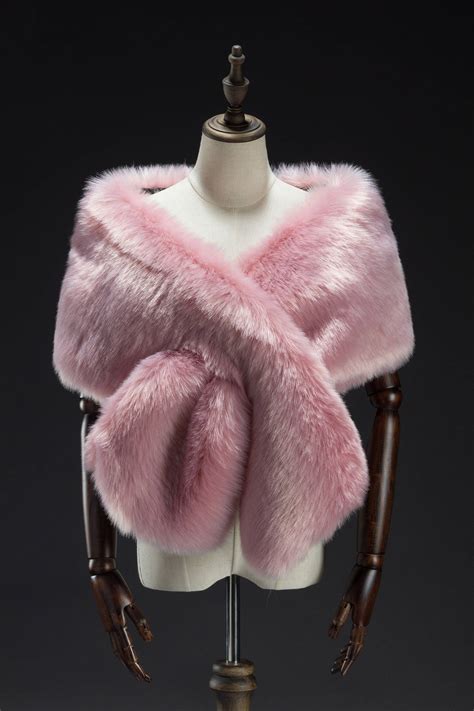 Pink Faux Fur Wrap Bridal Fur Stole Fur Cape Wedding Stole Etsy