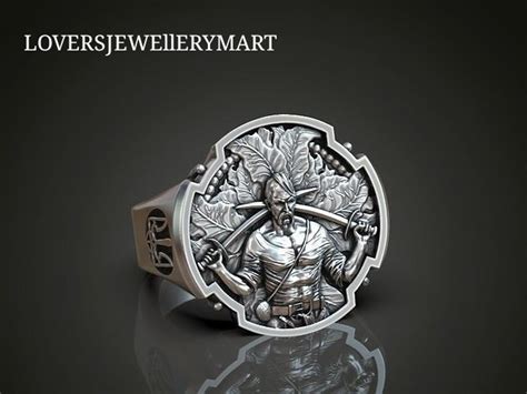 Ukrainian Warrior Signet Ring Silver Warrior Ring For Men Cossack