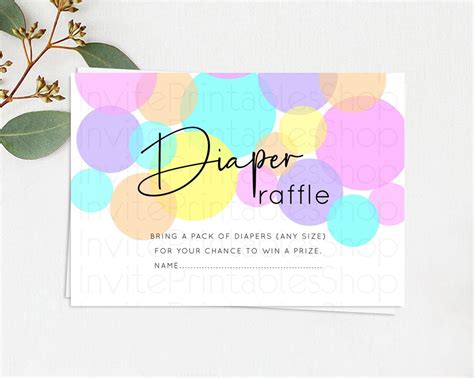 Rainbow Diaper Raffle Card Pastel Sprinkles Diaper Raffle Insert