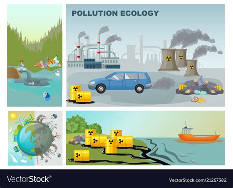 Flat environment pollution composition Royalty Free Vector