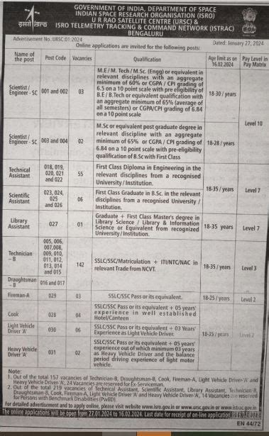 Isro Recruitment Out Apply For Fireman Scientist Driver Job