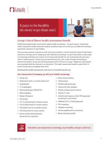 Critical Illness Health Assessment Benefit Employee Flyer