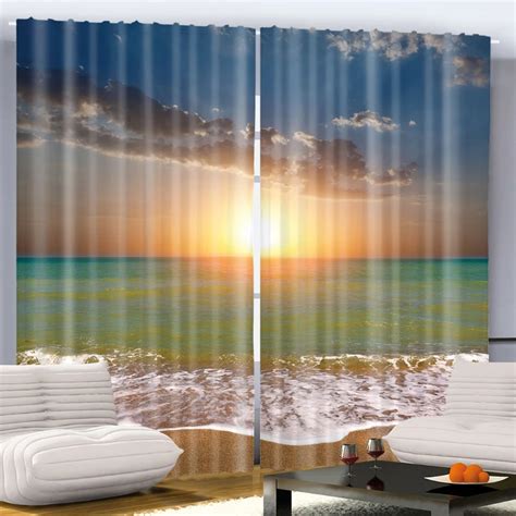 Home Sea Sunset Ocean Nautical Bedroom Living Dining Room Curtain 2 ...