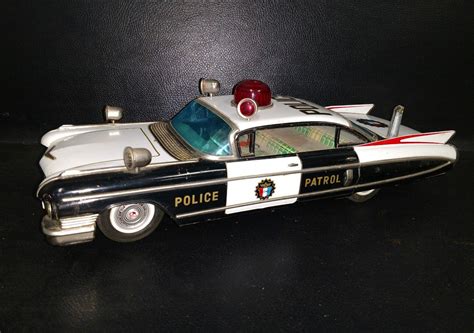 1960 Cadillac Japanese Tin Toy Police Car Yonezawa Vintage 1901899964