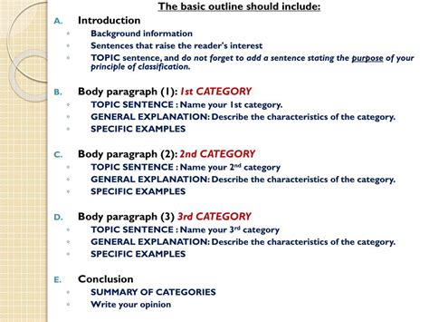 Ppt How To Write An Outline For The Classification Essay Powerpoint Presentation Id 1606382