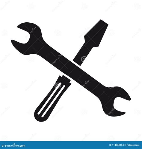 Screwdriver Wrench Tool Set Vector Icons Isolated On White Stock