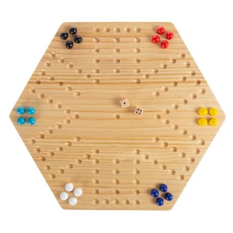 Hey Play Classic Wooden Marble Game Set 6 Players Hw3500090 The