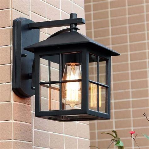 Lnc Modern Frosted Black Porch Outdoor Wall Sconce Light Off