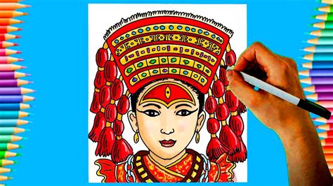 How To Draw Kumari Drawing And Coloring Step By Step Drawing Living