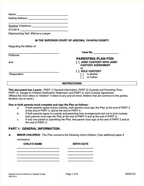 Joint Custody Agreement Template