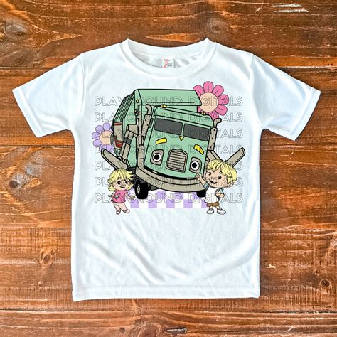 Trash Truck Floral Retro Character Art Digital Download High-quality ...