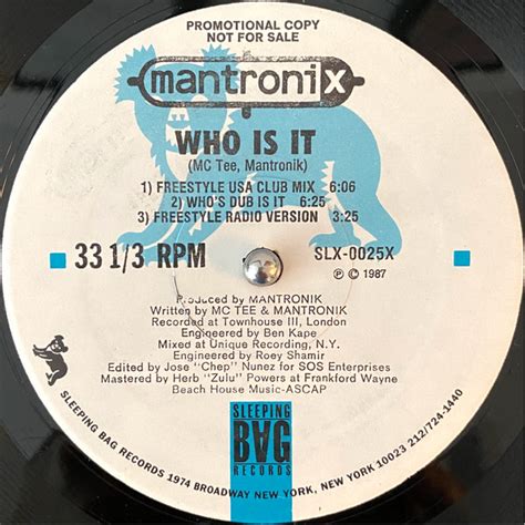 Mantronix - Who Is It? - All City Records