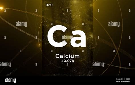 Calcium (Ca) symbol chemical element of the periodic table, 3D animation on atom design ...