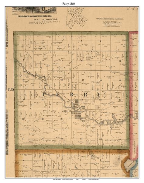 Perry, Indiana 1860 Old Town Map Custom Print - Noble Co. - OLD MAPS
