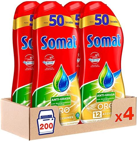 Chollo Pack De 4 Lavavajillas Somat ORO Gel Anti Grasa Para 200