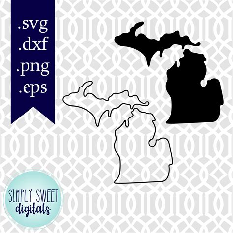 Michigan State Outline Michigan State Of Michigan Svg Etsy In 2021