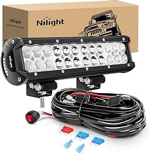 Nilight Barra de luz LED de 12 Pulgadas 72 W Combo de inundación con