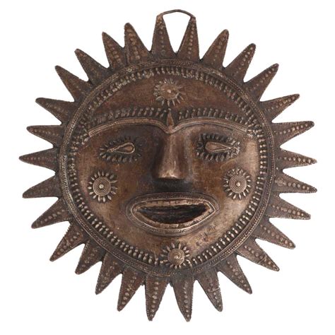 Brass Tribal Sun Face Wall Hanging