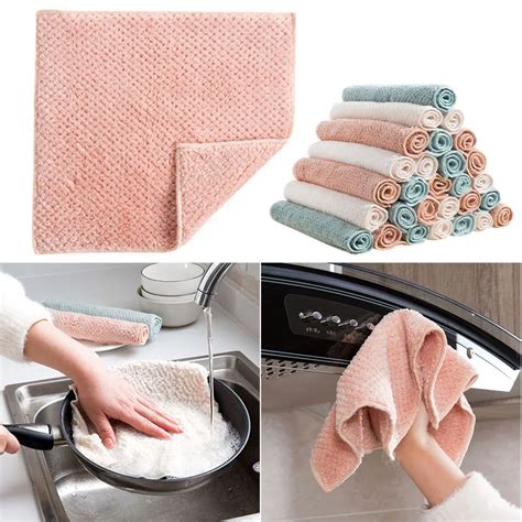 1pc Super Absorbent Microfiber Kitchen Dish Cloth High Efficiency Tableware Household Cleaning